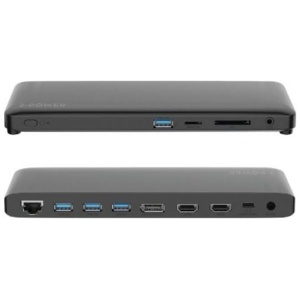 Docking USB Tipo-C 2-Power DOC0117A/ 4xUSB/ 1xUSB Tipo-C PD/ 2xHDMI/ 1xDisplayPort/ 1xJack/ 1xRJ45/ 1xLector Tarjetas SD/ Gris